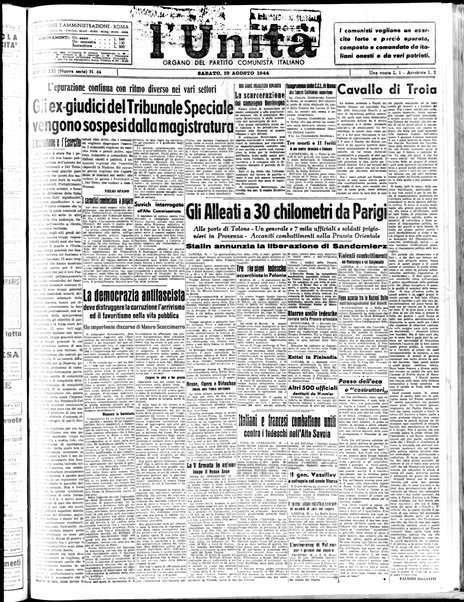 L'Unità : organo centrale del Partito comunista italiano